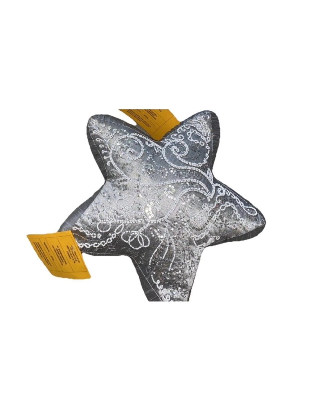 Pier 1 Imports Holiday Sequins Beaded Sliver Star Shaped Accent Pillow One (1)‎